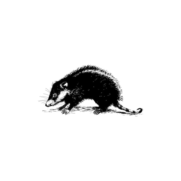 벡터 black and white possum vector illustration design