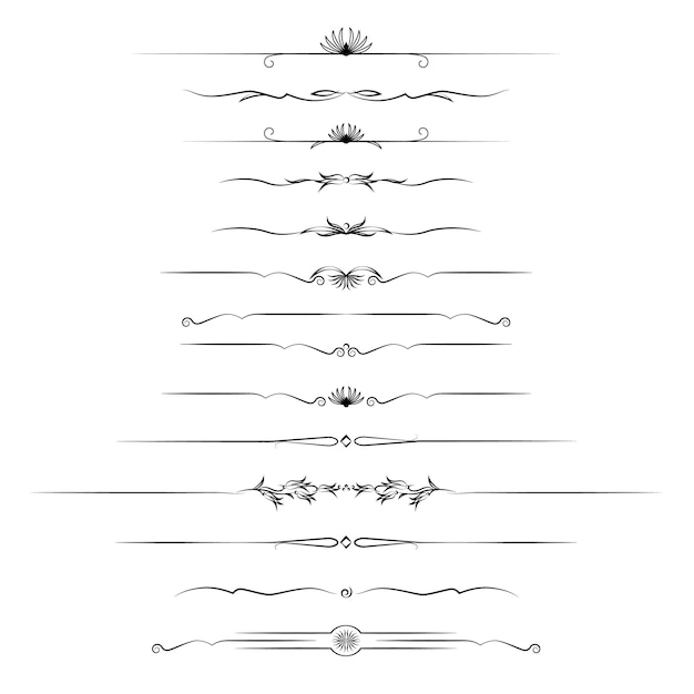 Вектор Черно-белый набор разделителей для текста, разделители