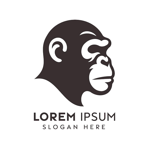 Черно-белый силуэт логотипа с профилем гориллы