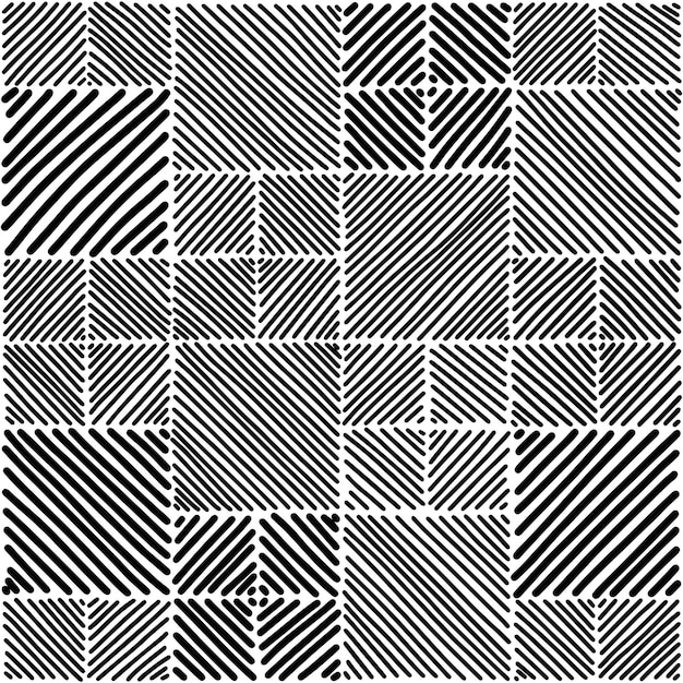 Вектор Черно-белые полосатые геометрические орнаменты бесшовные модели. ручной рисунок.