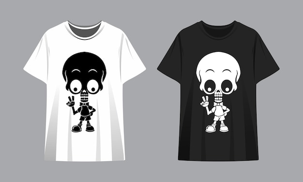 ベクトル 黒と白のtシャツ部族のかわいいキャラクターのモックアップ