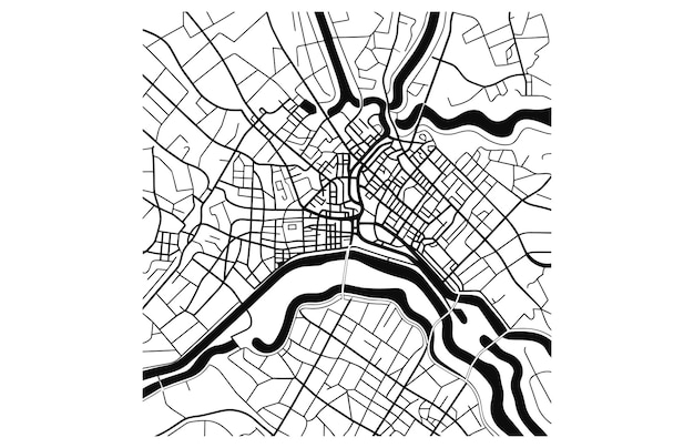 ロンドンの黒と白のベクトル都市地図で,よく組織された分離された層があります.