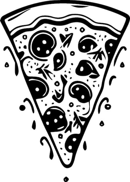 Black and White Vector illustratie van pizza