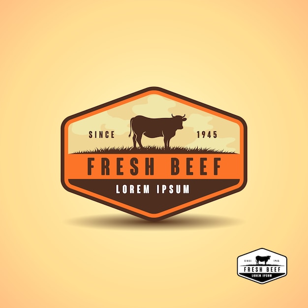 Black angus logo design template. cow farm logo design