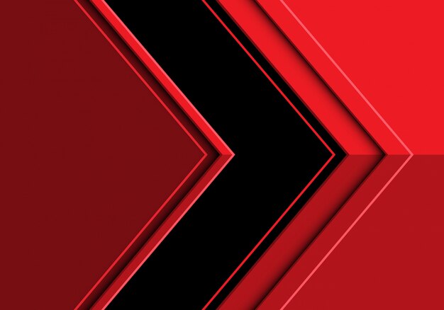 Black arrow direction on red modern futuristic background.