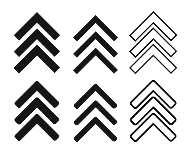 ベクトル 白い背景に設定された黒い矢印のシンプルなアイコンベクトル図