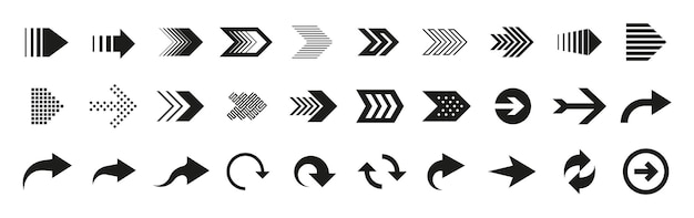 Black arrows Graphic up and down icons Back and forward direction silhouette symbols Left or right interface navigation and orientation line marks mockup Vector isolated minimal pointer signs set