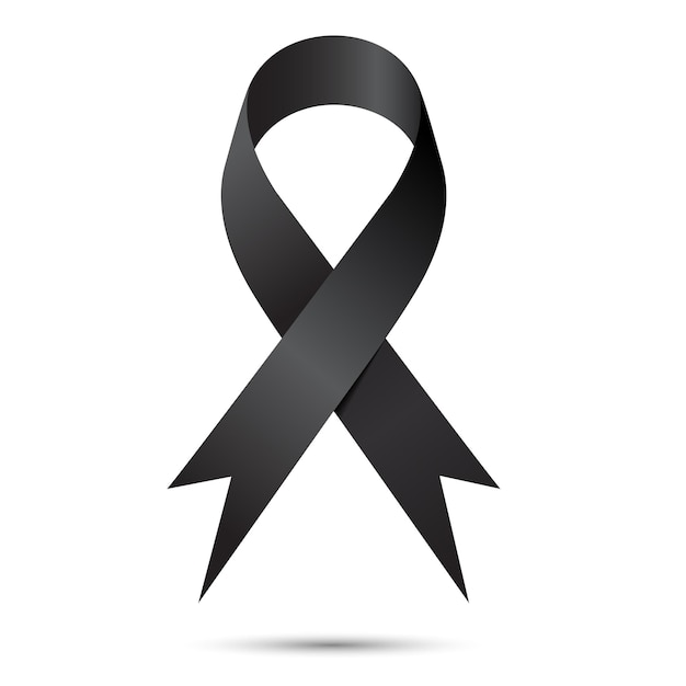 Black RIP Awareness Ribbon PNG Transparent Background Clip Art 