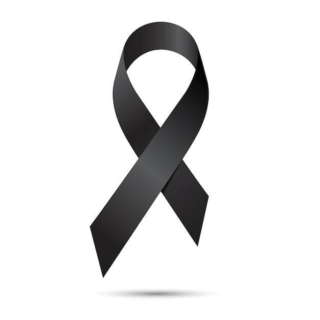 Black RIP Awareness Ribbon PNG Transparent Background Clip Art 