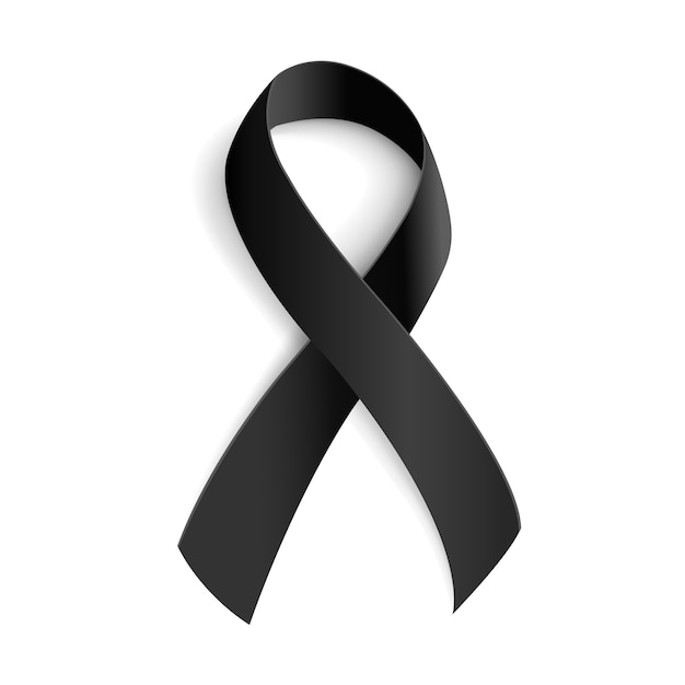 Черная лента осведомленности для символа траура и меланомы.