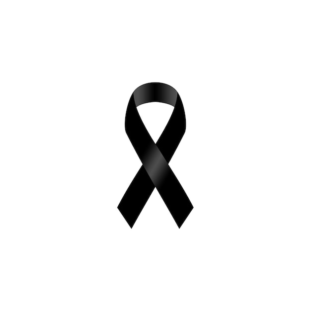 Vector black awareness ribbon on white background.