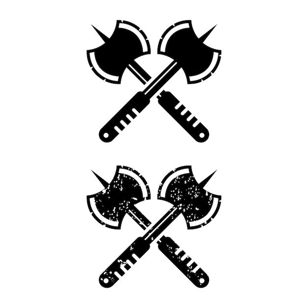 Vector black axe cross logo ontwerpsjabloon
