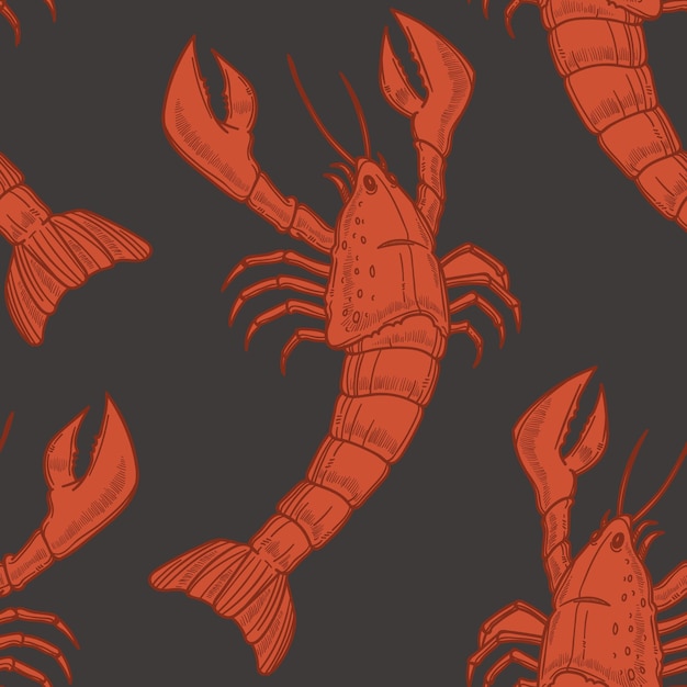 Black backdrop with red lobster