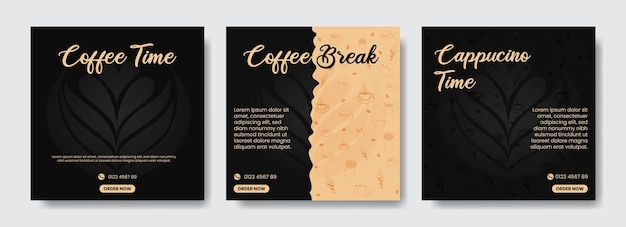 Black background coffee shop social media post template