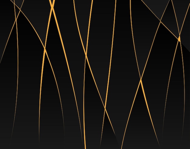 Vector black background cut with yellow curves