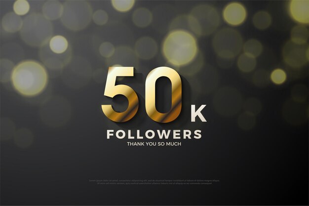 Black background for fifty thousand followers with gold effect numbers