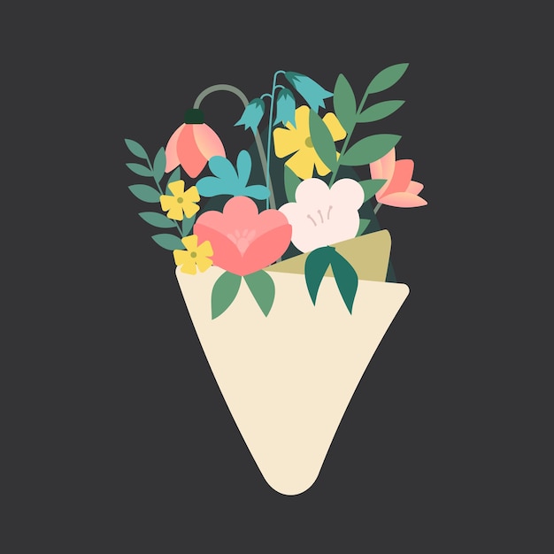 Black background for flower bouquet vector style