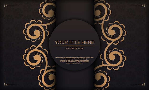 Vector black background gorgeous vector mandala patterns with vintage ornaments and place for your design template for print design invitation card with mandala ornament