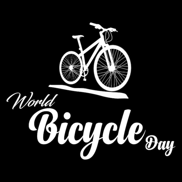 A black background with a bicycle and the words world bicycle day.