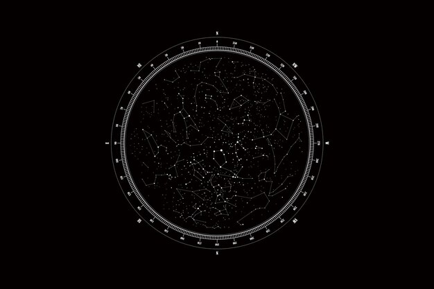 a black background with a circle of stars and a circle with a space for text on it