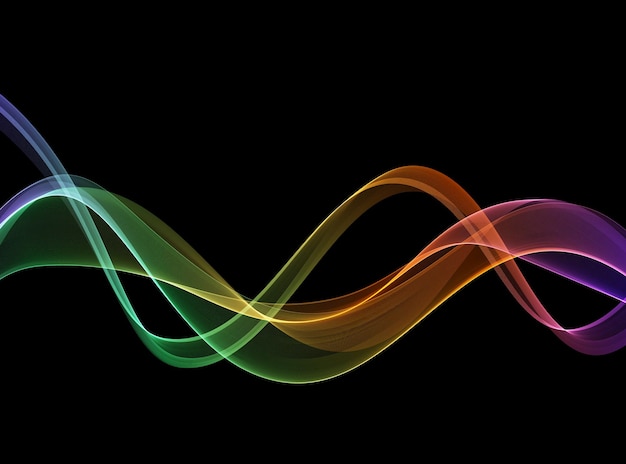 Black background with a curved bright wave Color wave flow