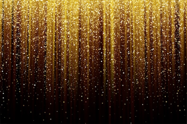 Black Background with falling golden sparkles glitter. Background for decoration festive design.  