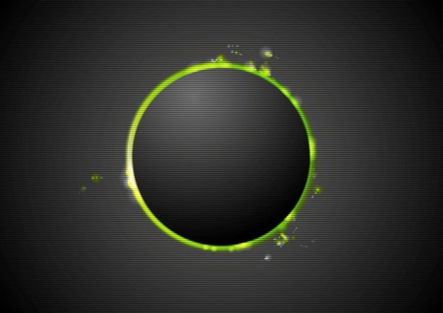 Black background with glow green light Vector design