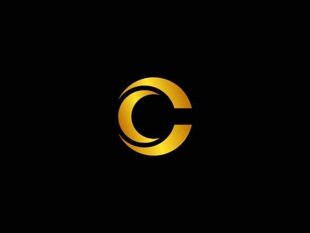 A black background with a gold c logo on it