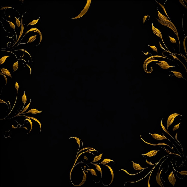 Vector a black background with gold floral designs on it