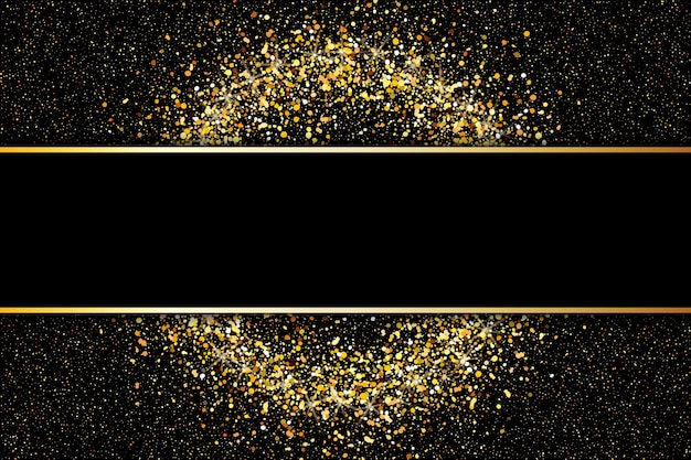 Vettore sfondo nero con glitter oro holiday elemento decorativo per l'invito della carta