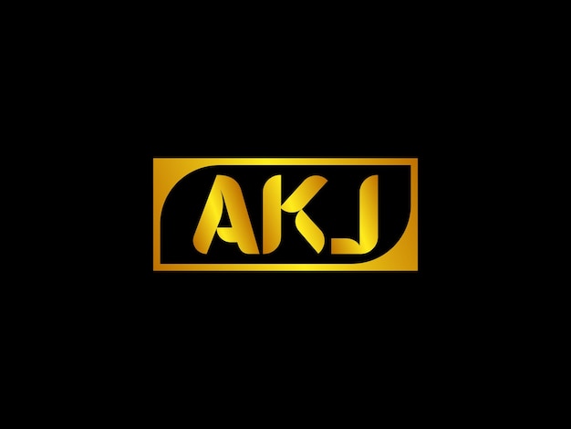 Vector a black background with a gold logo with the letters akj.