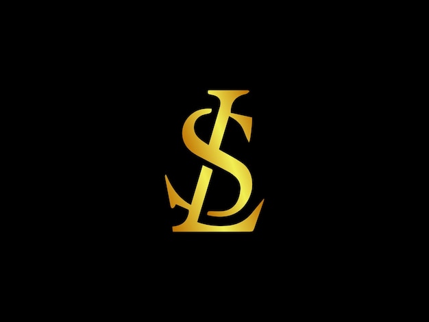 Vector a black background with gold ls logo on it