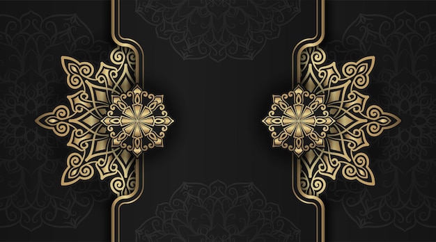 Black background with golden mandala ornament