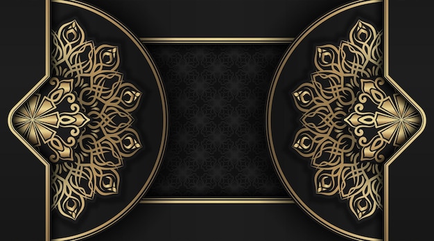 Black background with golden mandala ornament