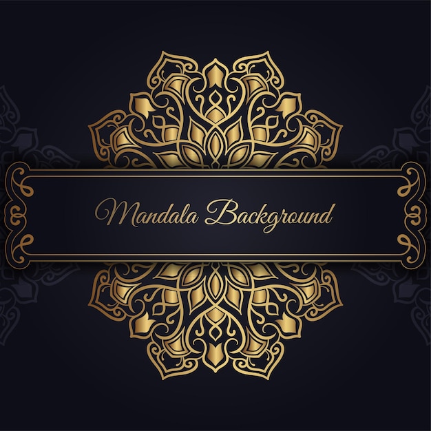 Black background with golden mandala ornament