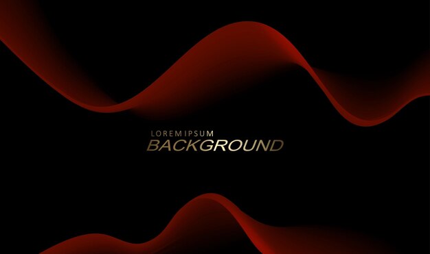 Black background with gradient abstract red bright flowing wave patterns