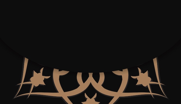 Черный фон с роскошным коричневым орнаментом для дизайна логотипа или текста