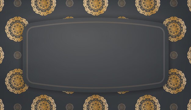 Black background with luxurious gold ornaments and space for your logo or text