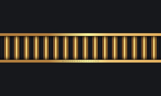 Vector black background with luxury golden lines overlap layers