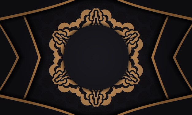 Черный фон с роскошными старинными украшениями и местом для текста и логотипа. готовый к печати дизайн открытки