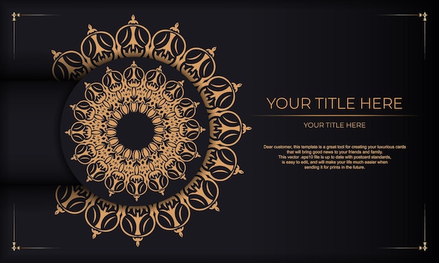 Black background with luxury vintage ornaments and place under the text. print-ready invitation design with vintage ornaments.