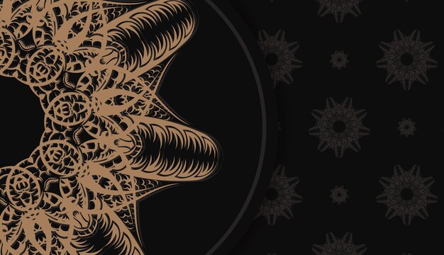 black background with mandala brown pattern and place for logo or text