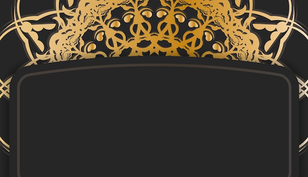 Black background with mandala gold ornament for logo design