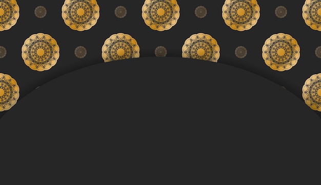 Black background with mandala gold pattern for design under your text