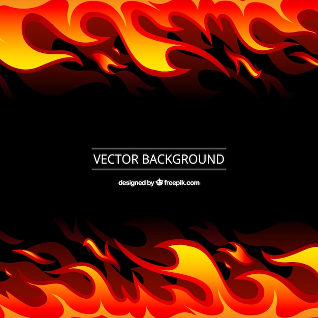 Vector black background with orange and yellow flames