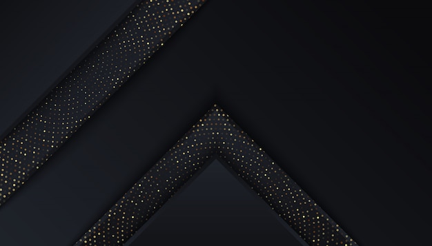 Vector black background with overlap layers golden light dots