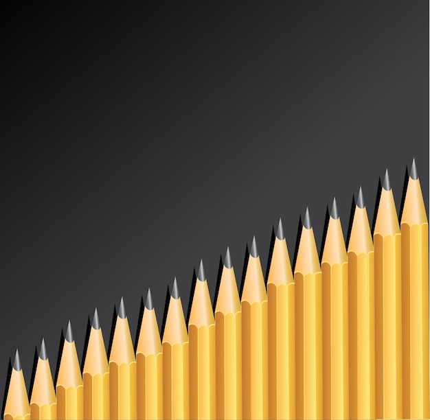 Vector black background with pencils placed diagonally