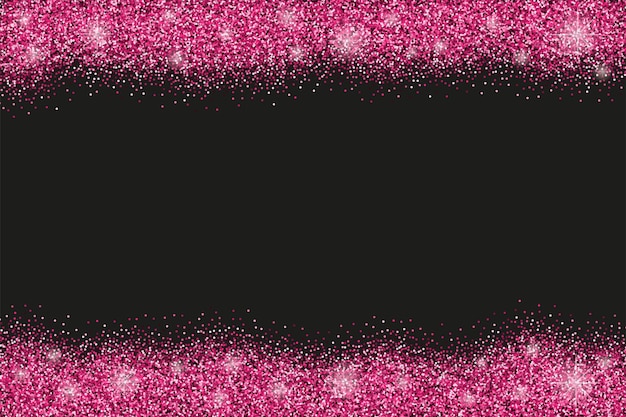 Vector black background with pink glitter sparkles