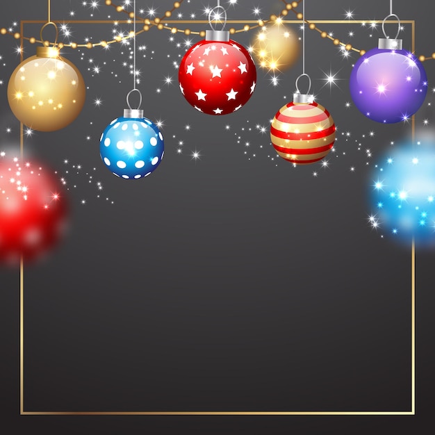 a black background with a sign that says christmas balls