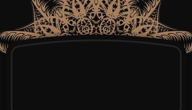 ベクトル ロゴデザインのヴィンテージ茶色の飾りと黒の背景